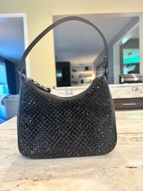 Steve Madden Black Crystal-Studded Mini Shoulder Bag